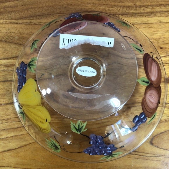 Victradco Hand Painted Fruit Pedestal Glass Bowl - 2001 - Picture 6 of 7